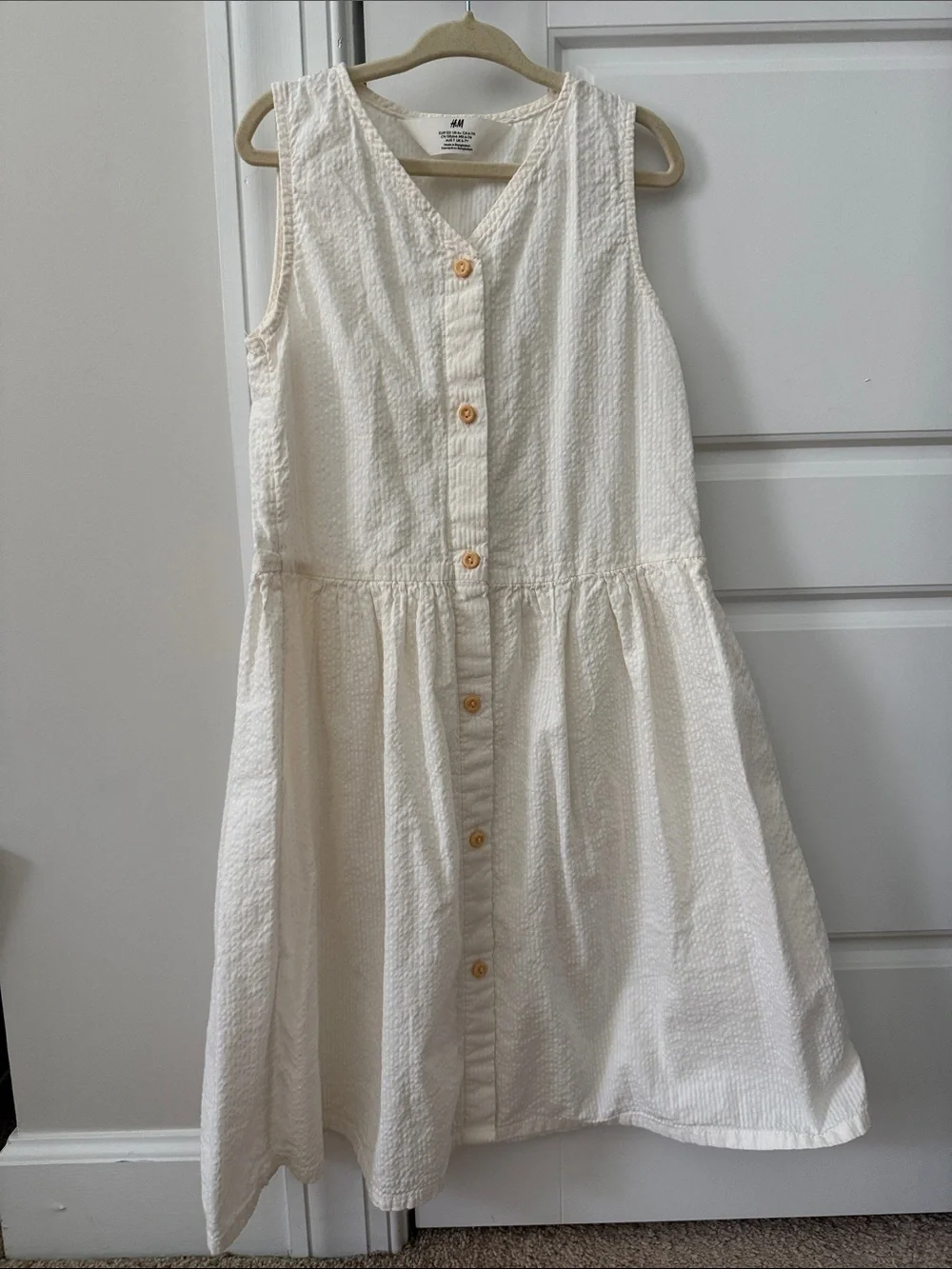 H&M Cream Button-Front Sleeveless Dress